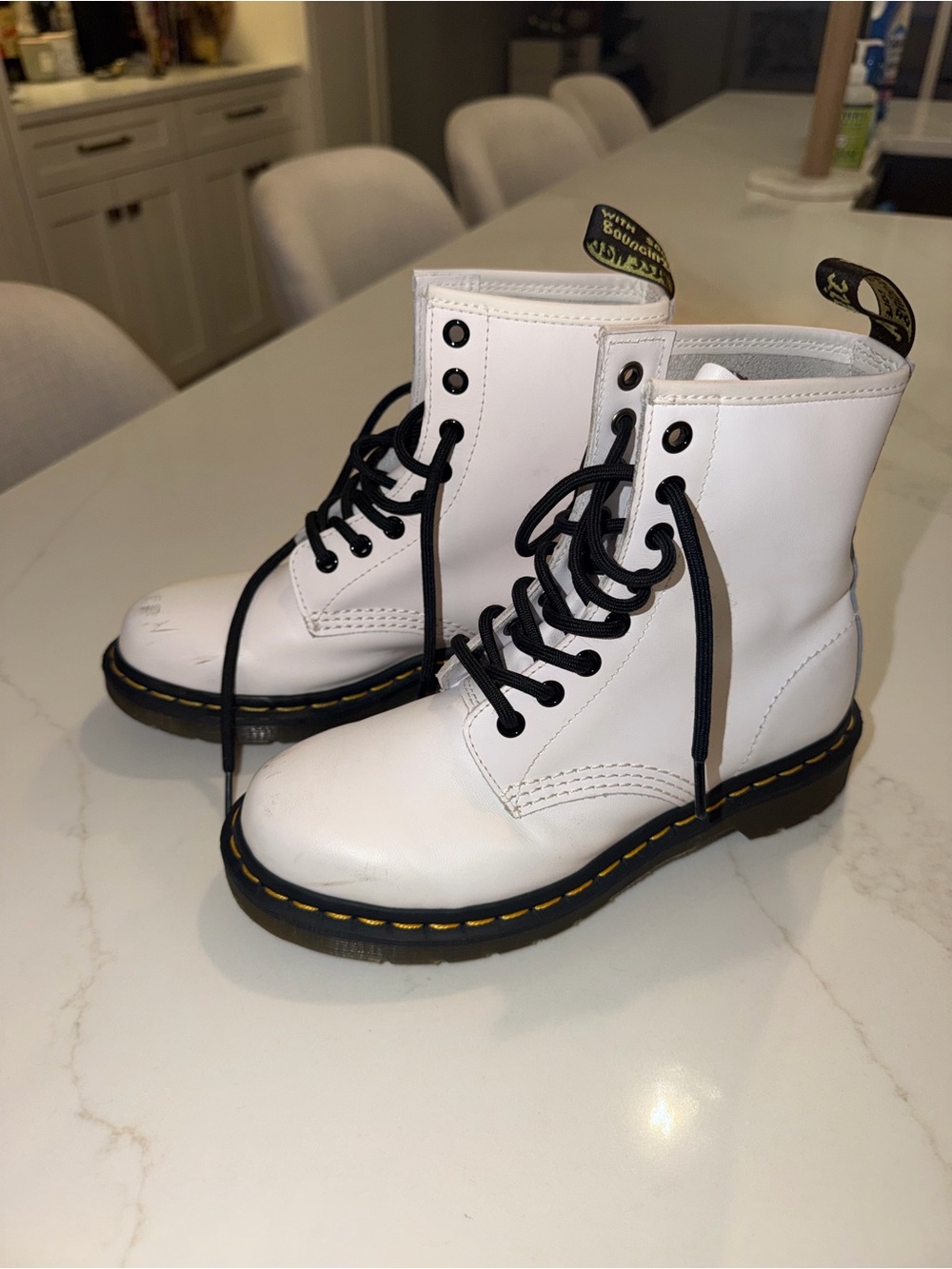 Dr Martens White Lace Up Boot size US6
